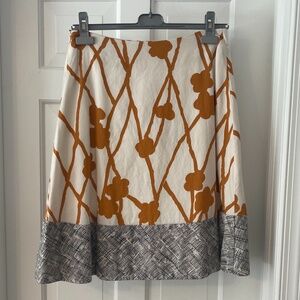 MAEVE for Anthropologie Copper and Black, Patterned Skirt in Cotton - Size 2